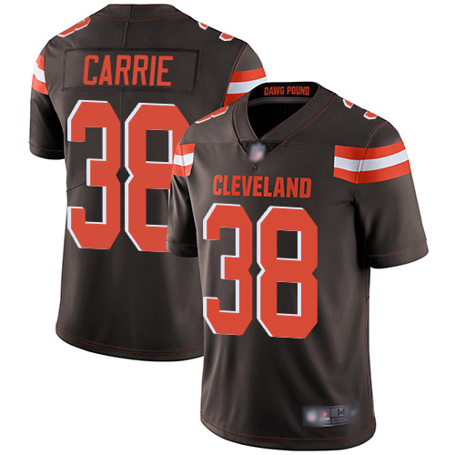 Cleveland Browns T J Carrie Men Brown Limited Jersey 38 NFL Football Home Vapor Untouchable